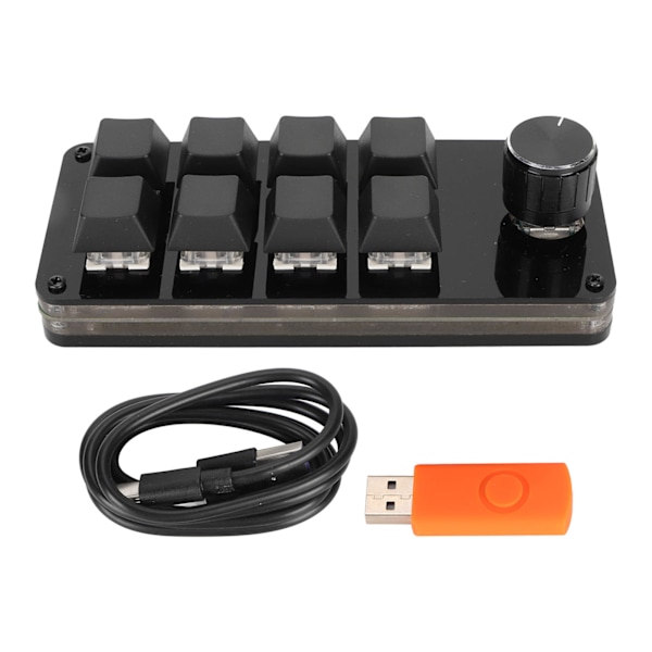 Mini 8-knapps tangentbord med ratt, anpassningsbar programmering, hot-swappable, blå brytare, tangentbord med kabelseparation, makro, mekaniskt tangentbord