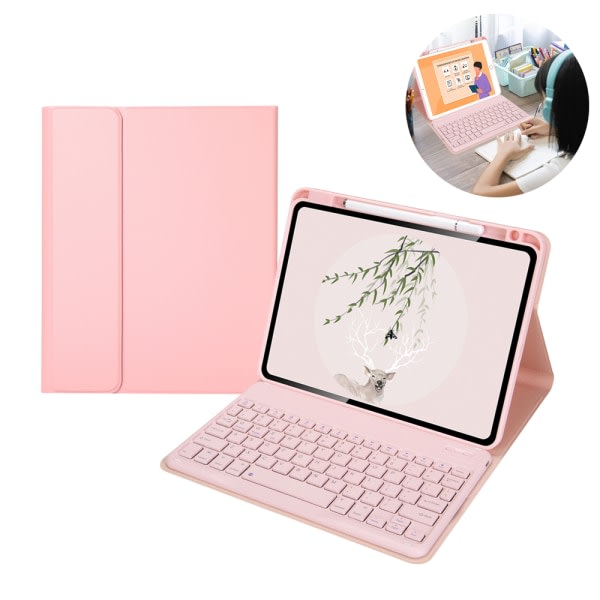 CQBB-kompatibelt iPad-tastatur med penneholder Altomfattende cover-ipad/Air4/10.9 Cherry Blossom Powder almindelig model