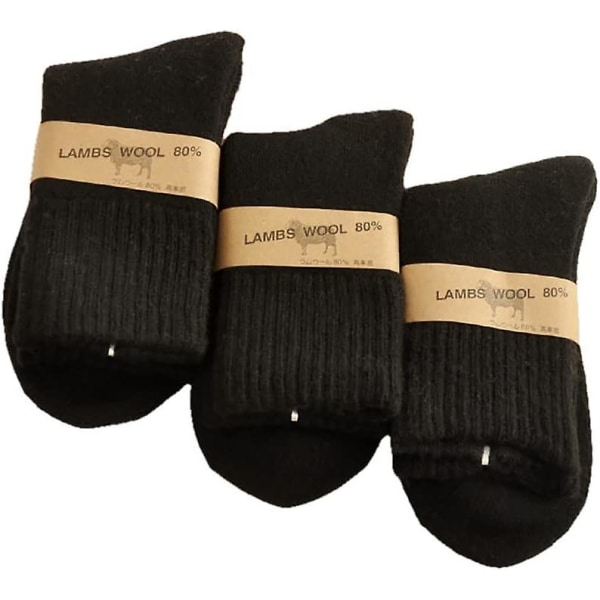 Paksutetut villasukat plus lämpimät fleece-sukat miesten unisukat (3 paria mustia)