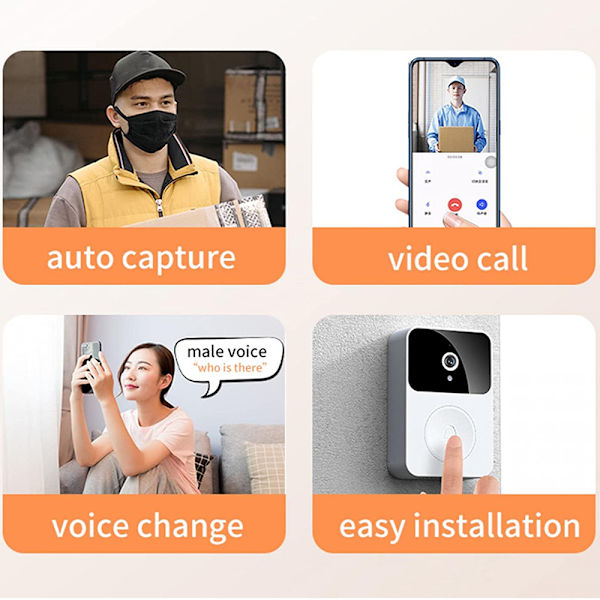 HD WiFi Langaton Videoovikello Kamera Yövalvonta Ovikello