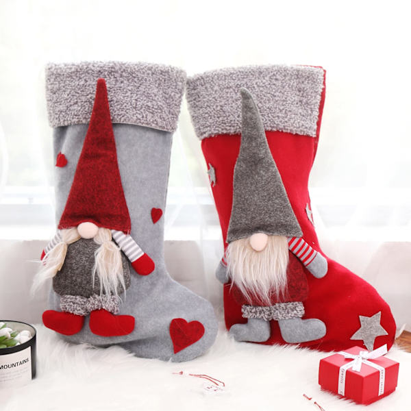 2st Xmas Strump Set, 3D Mr and Mrs Gnome-parhållare 19"