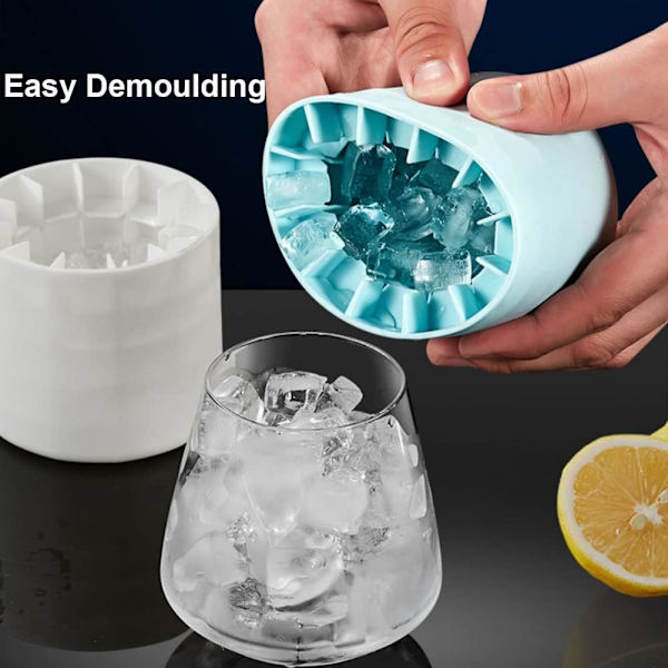 Silikoniskubformar, iskubsbricka med lock, ismaskinsglass silikonishink, lättlöslig iskubsmaskin av presstyp (vit, 3,3x3,5x3,1 tum)