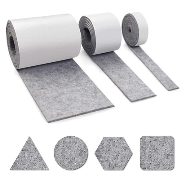 3 rullar självhäftande filt för möbler Klipp valfri form glidmatta (grå)