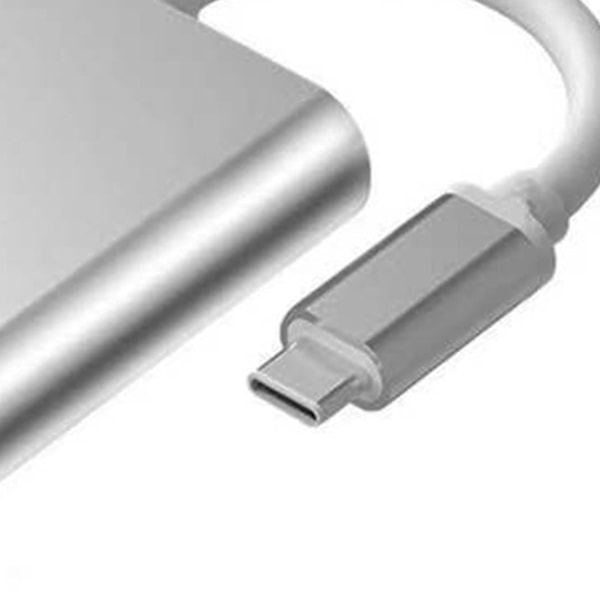 Type C - USB-keskitin, monitoiminen 3 in 1, 5 Gbps nopea, kannettava Type C -telakointiasema kotiin ja toimistoon, hopea