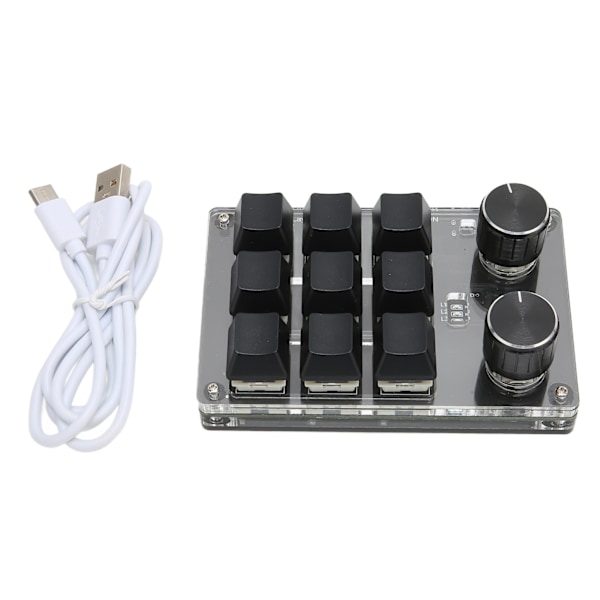 Mekaniskt speltangentbord 9 tangenter 2 rattar Litet USB Trådlöst Dual Mode OSU-tangentbord DIY Programmerbart tangentbord