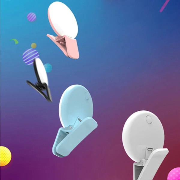 Bærbar Selfie Flash LED Clip-on Selfie Lys til Nat Sort 57*40*27mm white