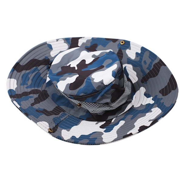 Udendørs Solhat Bredskygget Bonnie Hat til Mænd Kvinder Bjergbestigning Fiskeri Vandring Camouflage Blå