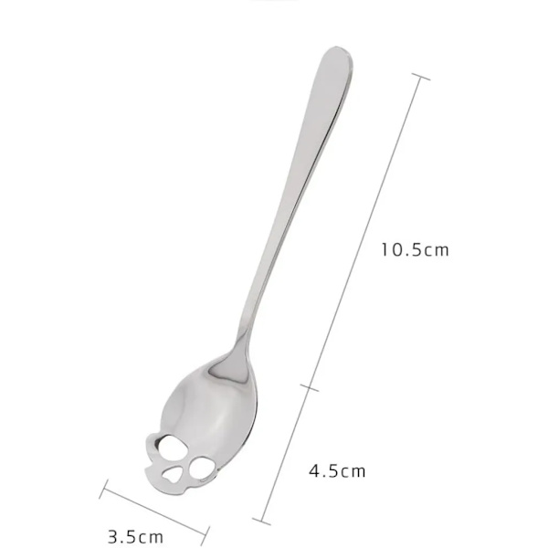 Sæt med 6 dødningehoved teskeer rustfrit stål, 15 cm dødningehoved sukker ske, kaffeske tåler opvaskemaskine, dødningehoved ske, skull ske serie