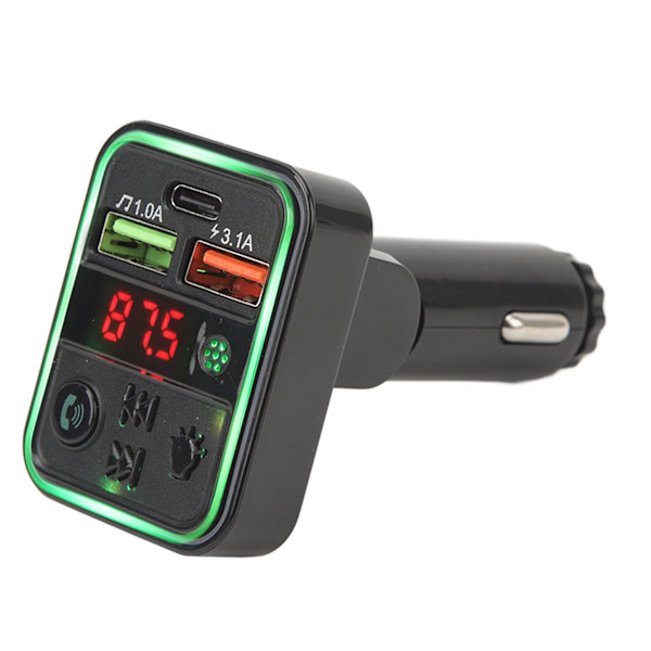 P18 Autolähetin Langaton Adapteri Handsfree-puhelut Musiikki 2 Latausporttia 7 Värikästä Valoa Autotarvike DC12‑24V