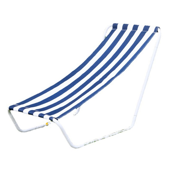 Blå och vitrandig strandstol för utomhusbruk, bärbar hopfällbar lunchstol, enkel campingstol