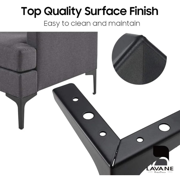 6"/15 cm metalmøbelben, La Vane 4 stk metal diamant trekantede bordben Skabsben DIY erstatningsskab Sofa Sofastativ fodskammel