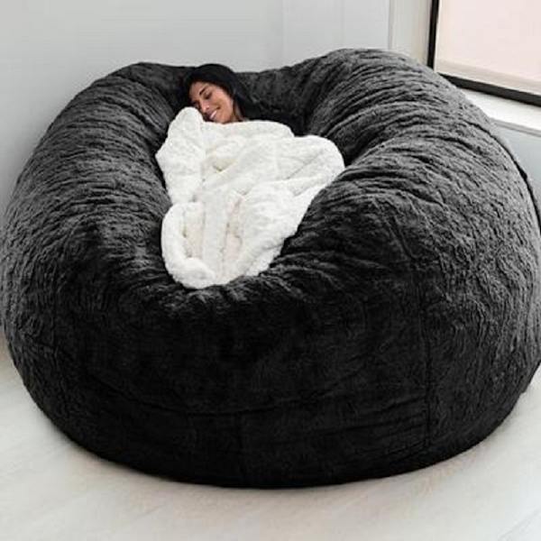 Lazy Sofa Bean Bag imiteret Fur Bean Bag Bean Bag Black