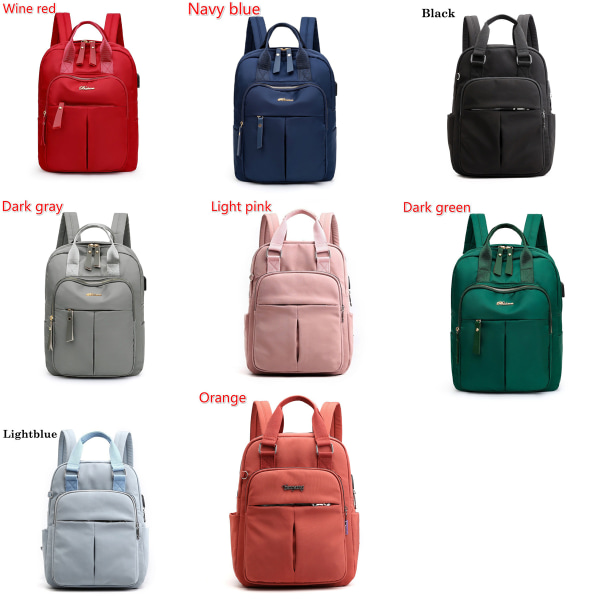 Laptop ryggsäckar USB laddning Bagpack reserygsäck skolväska Light blue