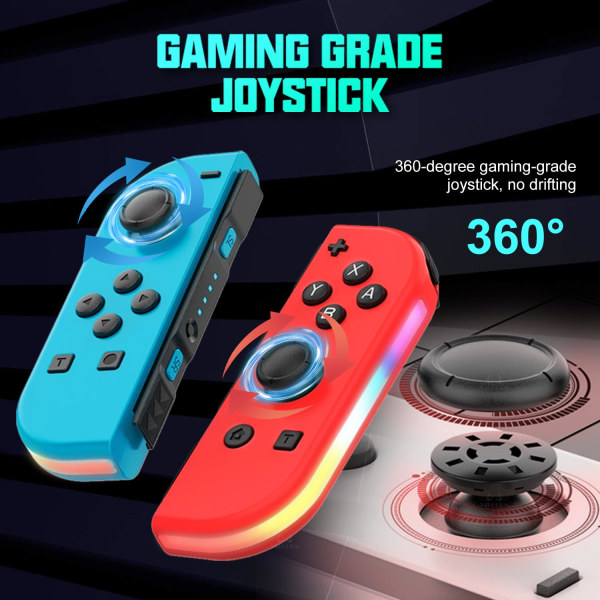 Trádlös handkontroll kompatibel fo'r Nintendo switch, Oled, Lite Gamepad Joystick (l/r) Ersättning med Rgb höger blue+red