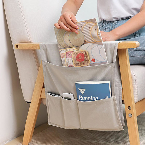Soffa Organizer Handy ficka Skrynkbeständig Canvas Armstöd Fjärrkontrollhållare för soffa