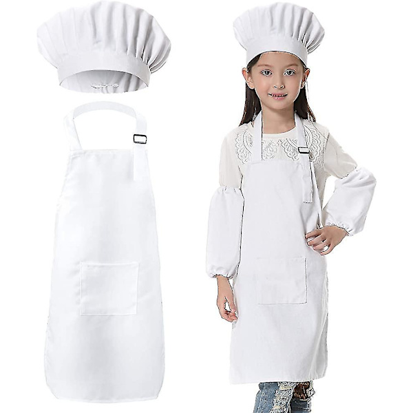Xqday Kids Chef Outfit Förkläde Set Chef Hatt Sleeves Förkläden För Barn - Pojkar Flickor
