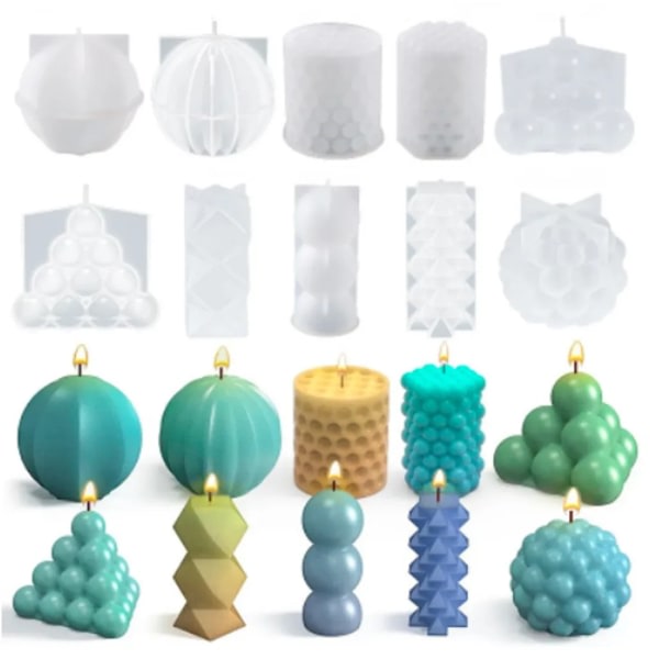 10 st Form 3D DIY Ljus Silikon Form Form Geometrisk form Molds Handgjorda form