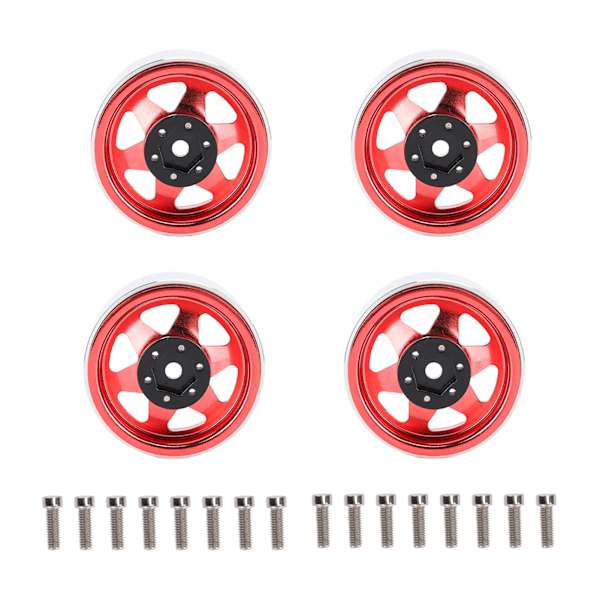 4KPL RC Auton Vanteen Keskiö 2.2 tuuman Halkaisija Metallinen Helppo Asennus RC Auton Osat AXIAL SCX10 90046:lle Traxxas 1/10 RC Autolle Punainen