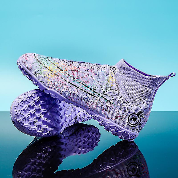 Fotbollsskor för män Halkfria fotbollsskor Klossar Gräs Fotbollssneakers Yj068 Purple 37