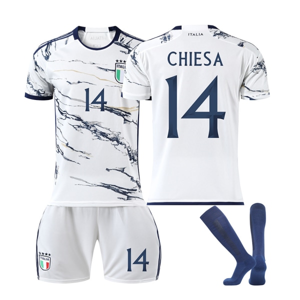 23 Europacup Italien borta fotbollströja NR. 14 Chiesa jerseyset #18