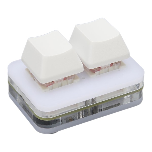 USB 2-knapps Mini Tastatur med Tilpassbar RGB LED Bakgrunnsbelysning, Makroprogrammering for Windows, OS X og Linux (Hvit)