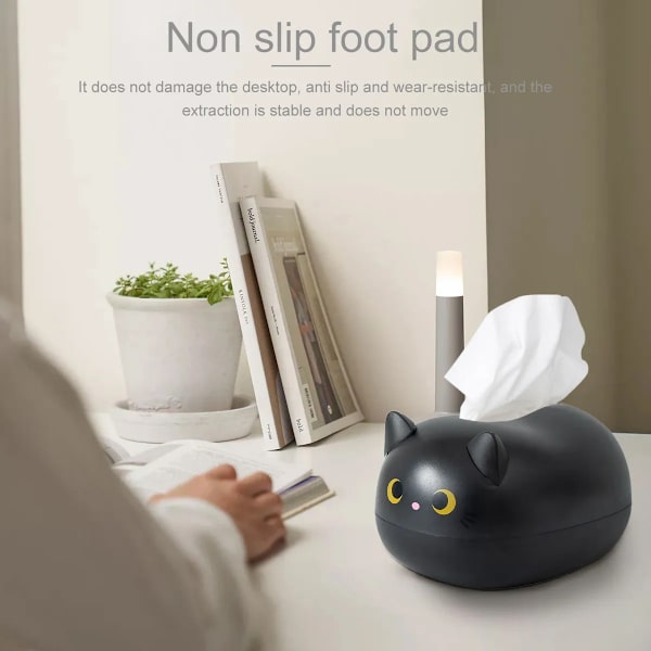 Tissue Box Söt Cat Tissue Box Servettförvaringsbox Nordic Style black 22*16*13cm