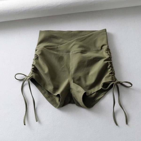 Dames Højtaljede Justerbare Yoga Scrunch Shorts Rumpløft Ruched Træning Grå gray l