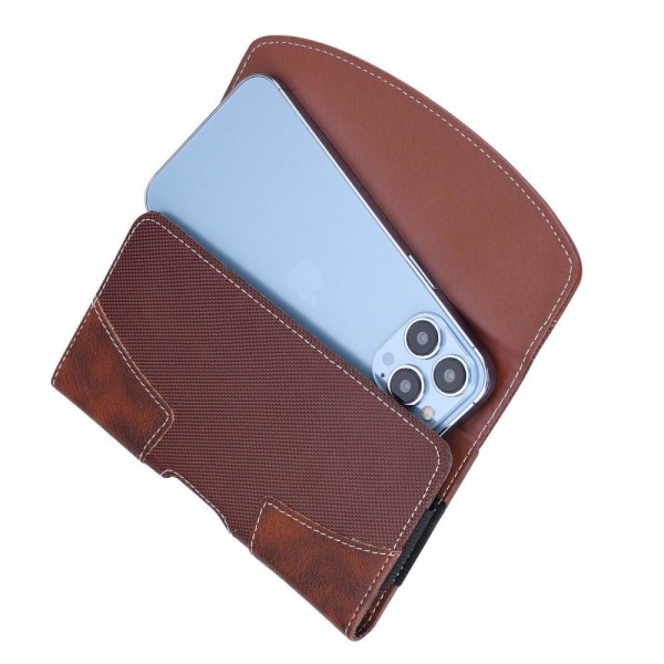 Universal leather waist pouch for 6.5-6.9-inch smartphones - Bro brown