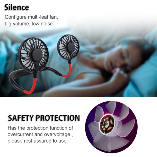 USB Portable Neck Fan Mini Fan Charge Neck Fan Dual Head Neck