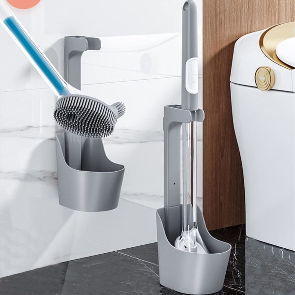 Silikoninen wc-harja ja setti, wc-kulhon puhdistusharja saippuasäiliöllä, täytettävä wc-harja nestemäisellä annostelijalla kylpyhuoneeseen