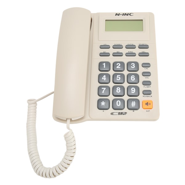 Fast telefon med sladd, multifunktionell nummerpresentation, snabbval, återuppringning av senaste nummer, skrivbordstelefon för hemkontor, vit