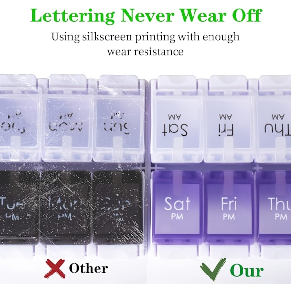 Am Pm Pill Organizer 7 päivää, 2 kertaa päivässä joka viikko Pill Purple & White