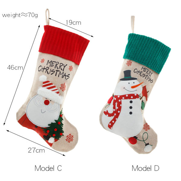 Julstrumpor, stor strumpa 2-pack 18 tum (Snögubbe-tomten)