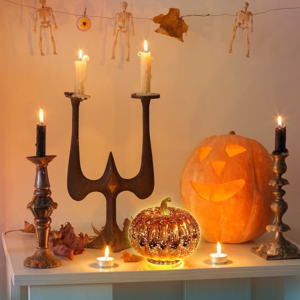 Lasinen Halloween-kurpitsalyhty koriste pyöreä