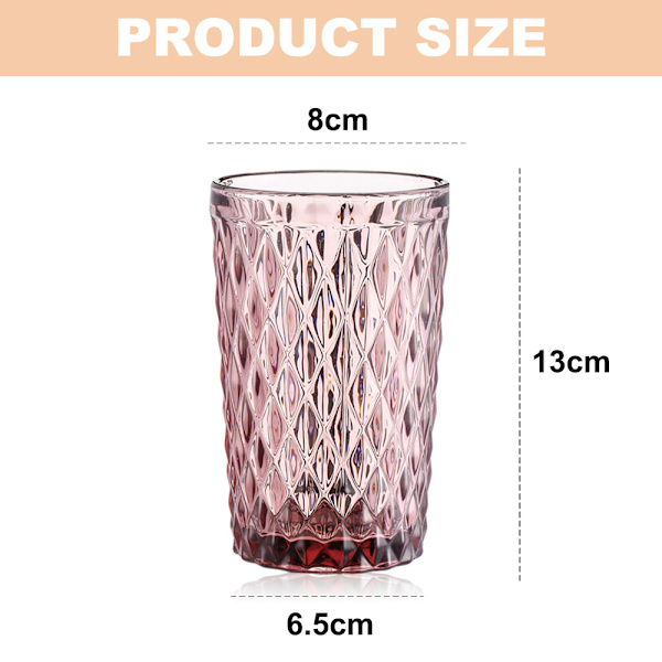 2 stk. diamantmønster glasskopp farge kreativ preget juice L