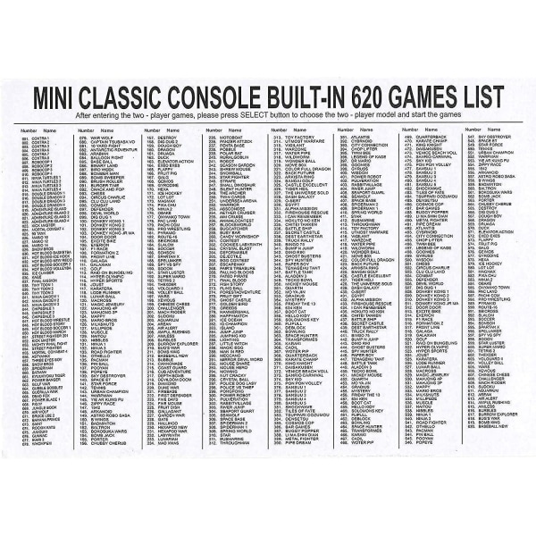 Klassisk retro spelkonsol Mini videokonsoler spel med 620 spel - Av Output Game console AU Plug