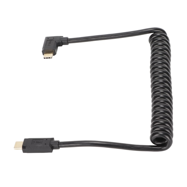 USB C Kabel USB C til USB C 14K 60hz 3A Hurtig Opladning 10Gbps 1.2m Spiral Fjeder Design USB C Strømkabel Han Side Bøjet til Han Lige Stik