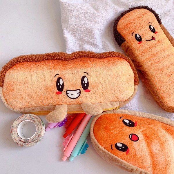 Funny Bread e Case Plys Creative Pencil Bag School Stat A2