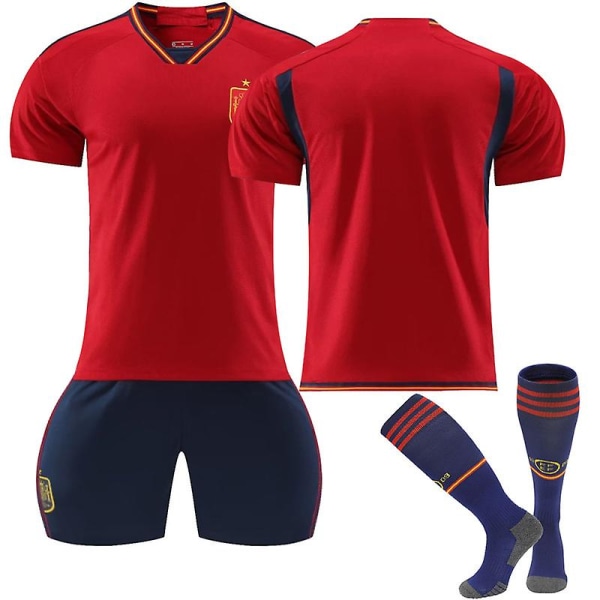22-23 Qatar VM Spania Hjemme Fotballdrakt Treningsdrakt Unnumbered Kids 28(150-160CM)