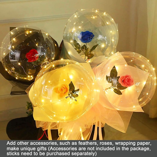10st, Nya 60,96 Cm LED-ballonger Transparenta Helium Bobo-ballonger, Glow Bobo-ballonger med ljusslingor för alla hjärtans dag Halloween jul Blue Blue 10 Packs