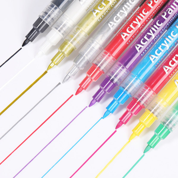 Nail Art Pen Akryl Negle Pen Neglemaling, DIY Nail Art Pen Hvid Set of 16