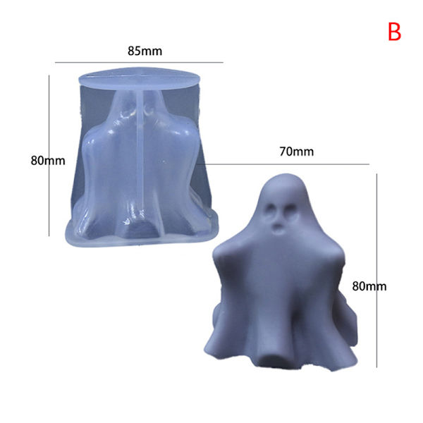 3D silikoni haamukynttilän muotti Kipsimuotti Suklaasaippua H B