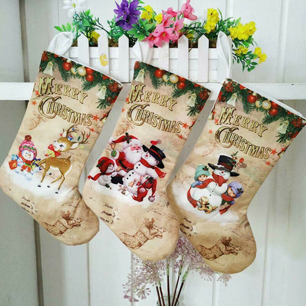 Julstrumpa Santa Älg Snowman Presentpåse Xmas Tree Ornament deer