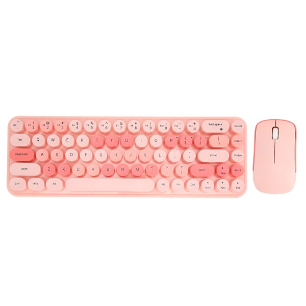 USB Tangentbord Mus 2.4G Trådlös 68 Tangenter Låg Förbrukning Retro Söt ABS Gaming Tangentbord Mus för PC Rosa Blandad Färg