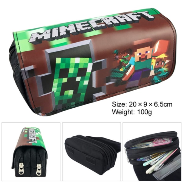 Minecraft Case Barn Pojkar Flickor Canvas Dubbel Zip A