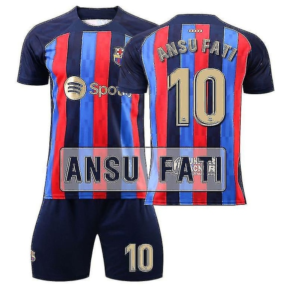 2223 Barcelona tröja Hem Messi Memphis Pedri Gavi Pojkar Fotboll herr T-shirts Set Kids 28