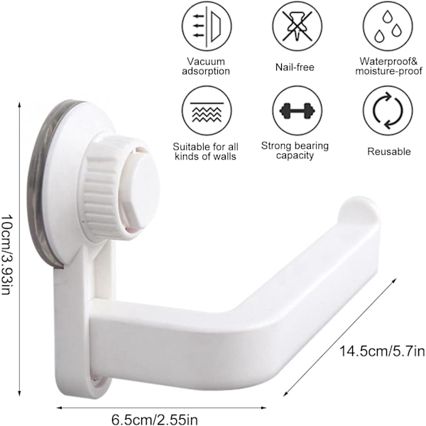 Toiletrulleholder, selvklæbende toiletpapirholder, (Off White