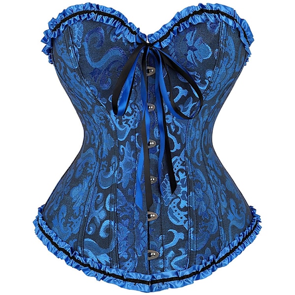 Korsett for kvinner med blomster, bh-fri, stroppeløs undertøy Mørk blå Dark blue 5XL