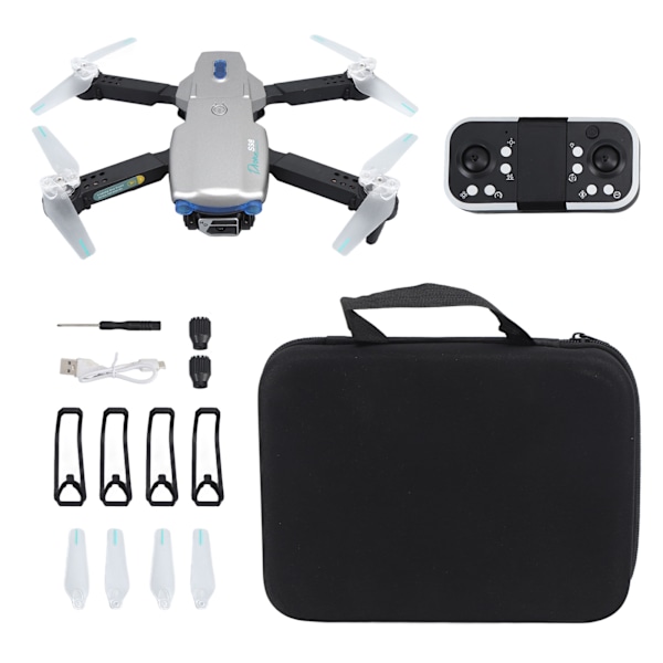Vikbar Drönare RC Quadcopter Med 4K Dubbel Kamera 4-Vägs Hinderundvikande LED-Ljus 2.4GHz 4 Kanaler för Över 14 År