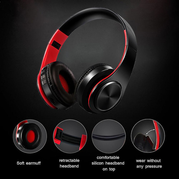 Foldbare Over-Ear Hifi Stereo Bluetooth-kompatible 5.0 Trådløse Hodetelefoner Sportshodetelefoner